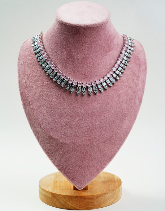 American Diamond_Small Round Stone Necklace Set