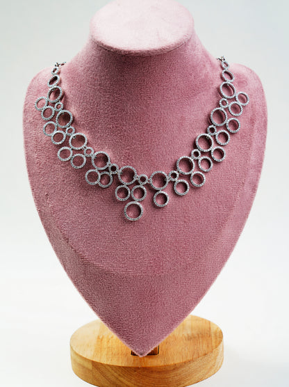 American Diamond_Round shape white Stone Necklace Set