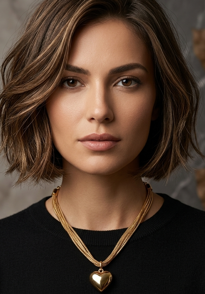 Anti Tarnish_Heart Shape layered Gold Toned Necklace