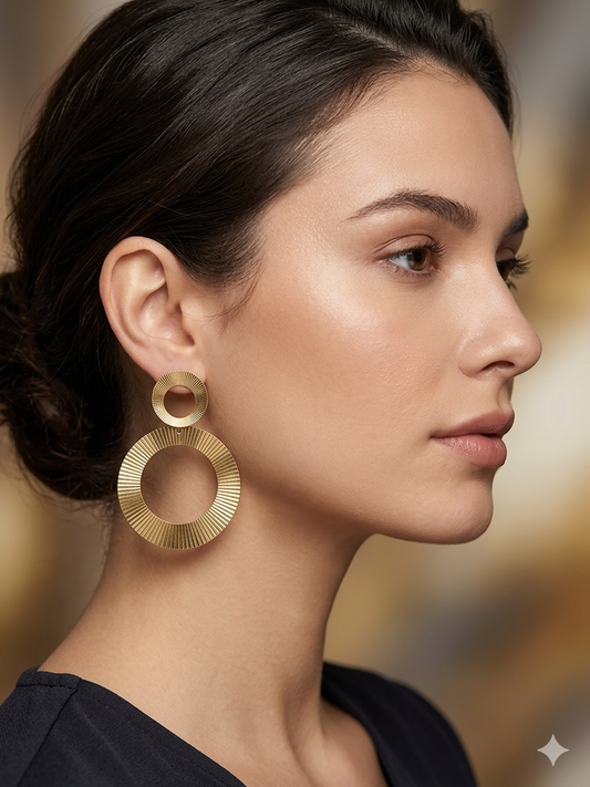 Anti Tarnish_Gold Plated Circa Dangle Earrings