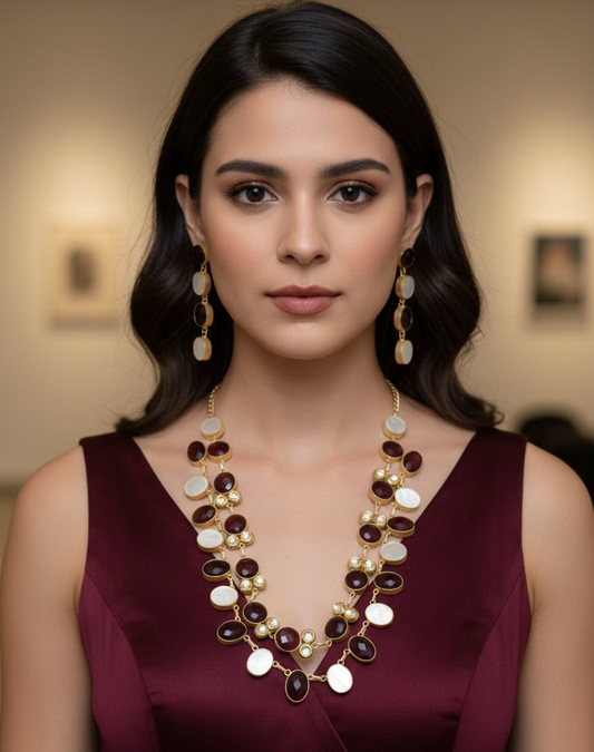 Contemporary Stone-Encrusted Fusion Necklace