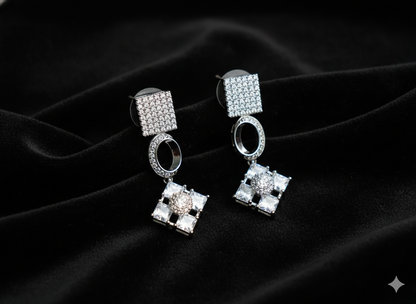 American Diamond_Square Shape Necklace Set