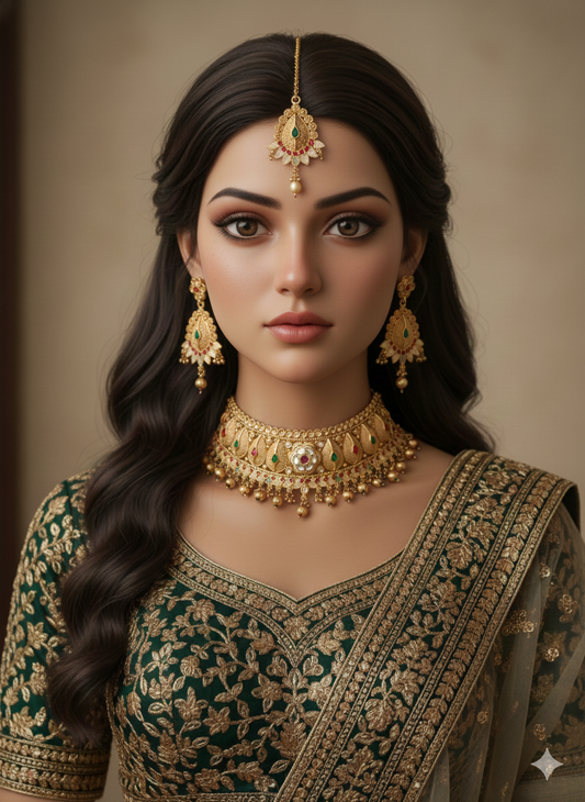 Brass Chokar Set- Gold Polished