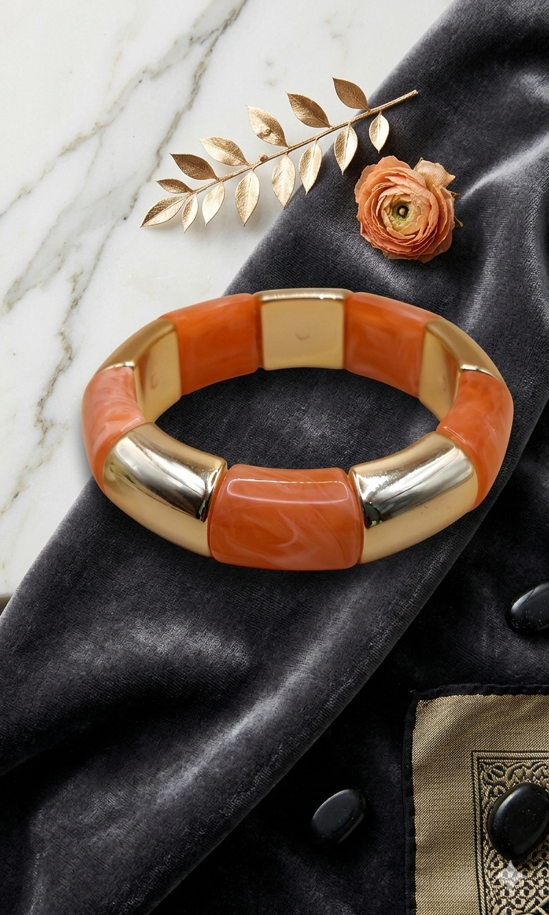 Gold Plated_Jasmine Resin Stretch Bracelet