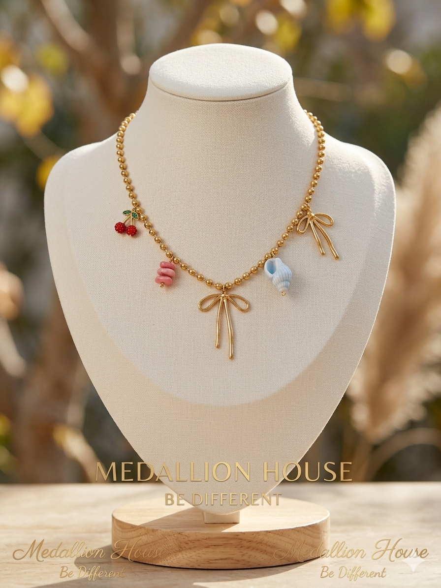 Anti Tarnish_Gold Plated Charm Necklace