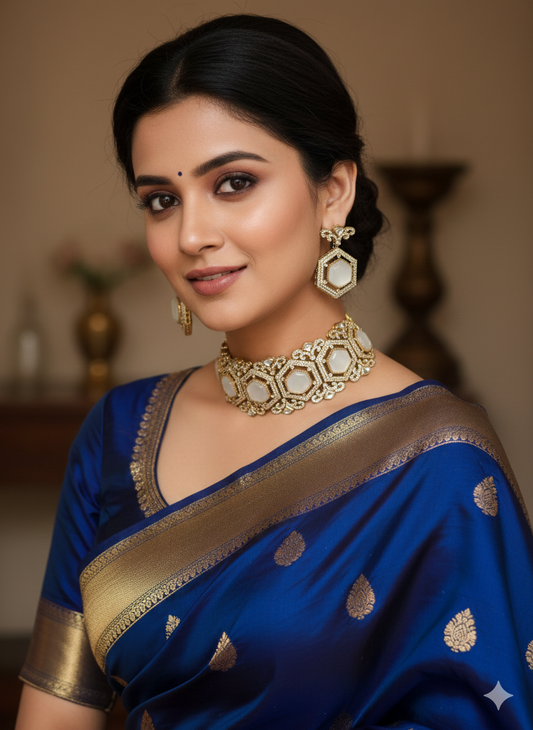 Gold-Toned Ethnic Choker Necklace Set