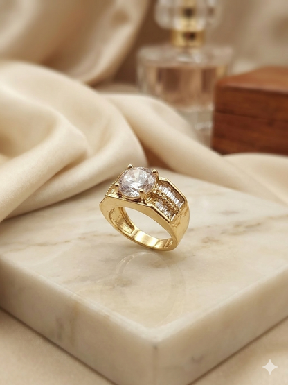 Gold Plated_Solitaire Cocktail Ring