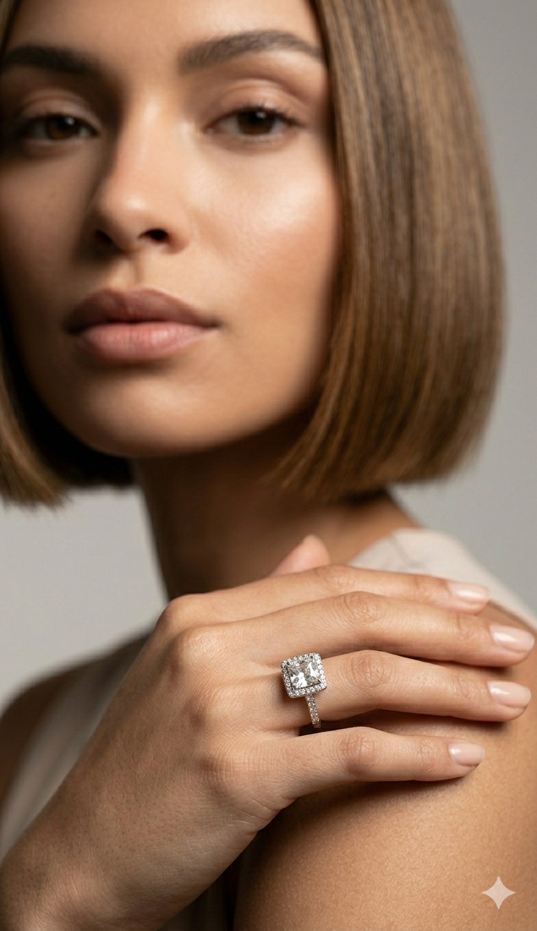Silver Plated_Princess Cut Diamond Ring