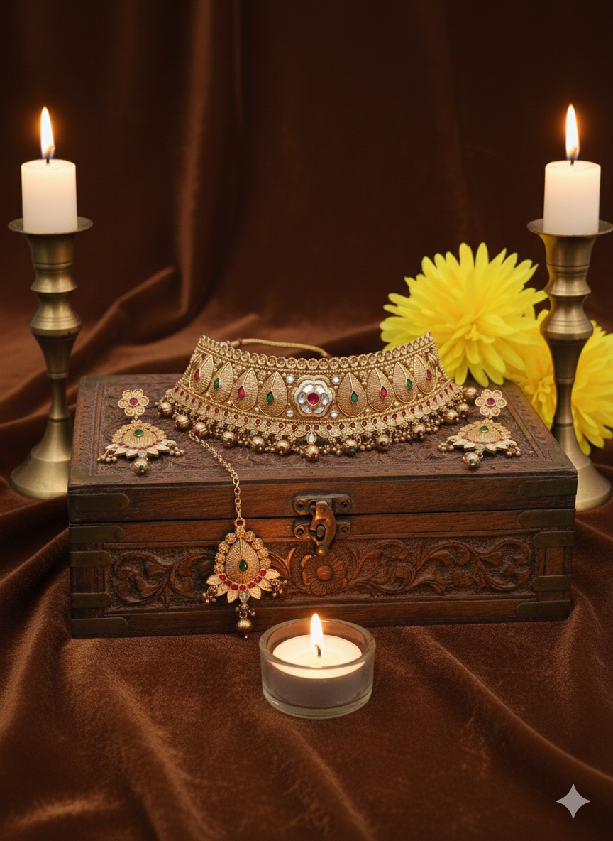 Brass Chokar Set- Gold Polished