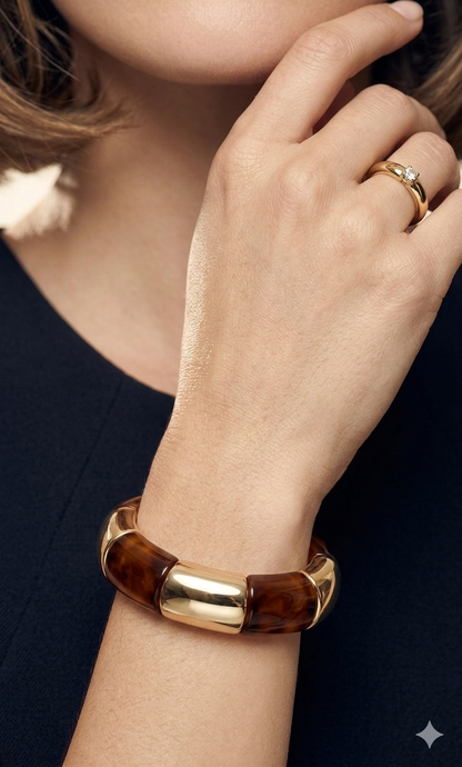 Gold Plated_Jasmine Resin Stretch Bracelet