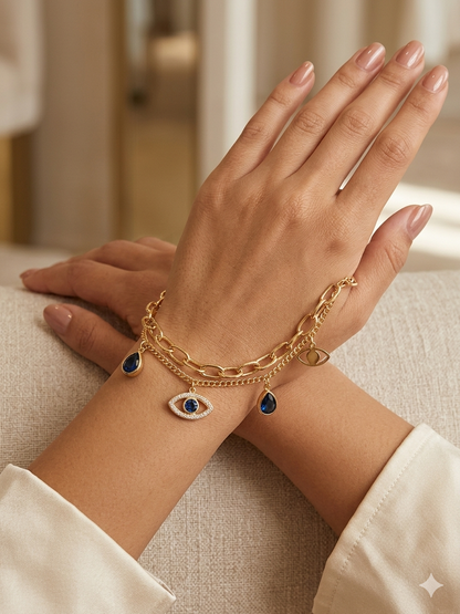 Anti Tarnish_American Diamond Evil Eye Charm Bracelet