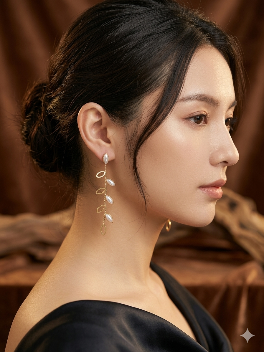 Anti Tarnish_ Gold Plated Pearl Drop Cluster Earrings