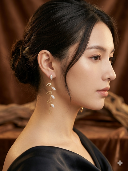 Anti Tarnish_ Gold Plated Pearl Drop Cluster Earrings