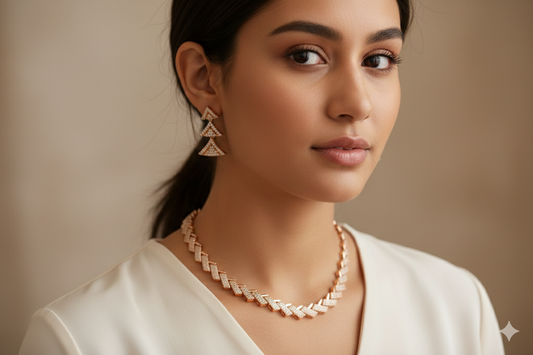 American Diamond_Triangle Shape Necklace Set