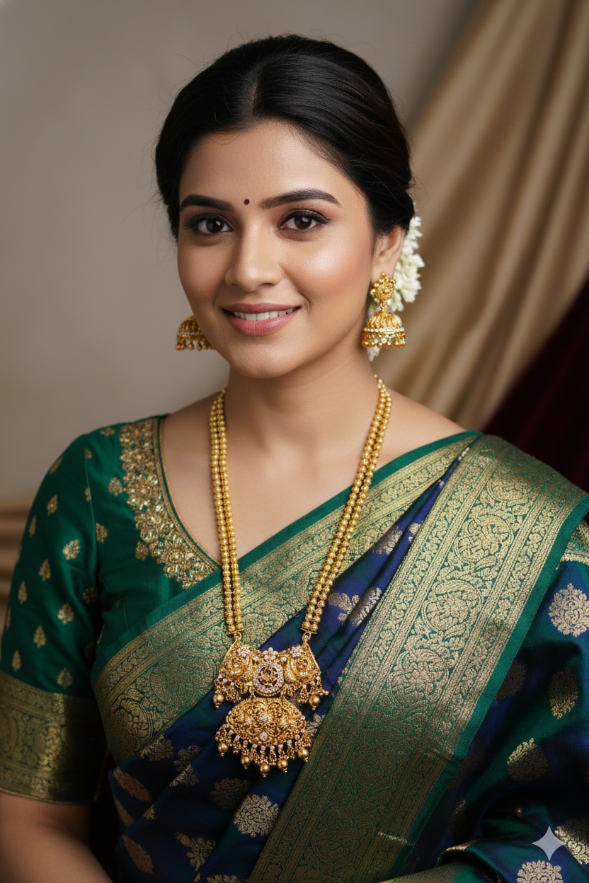 Brass_Gold Plated Peacock Style Long Chain Necklace Set