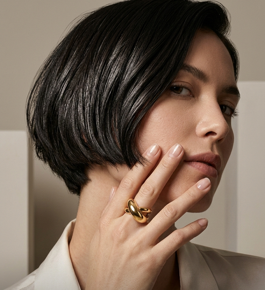 Anti Tarnish_Tann Trim Gold Plated Ring