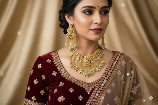 Brass_Gold Plated Royal Rajwari Necklace Set