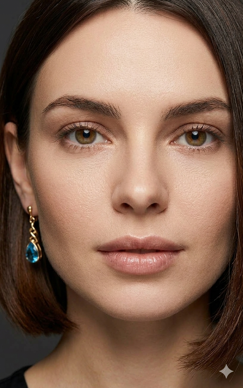 Anti Tarnish_Blue Topaz Teardrop Pendant Necklace Set