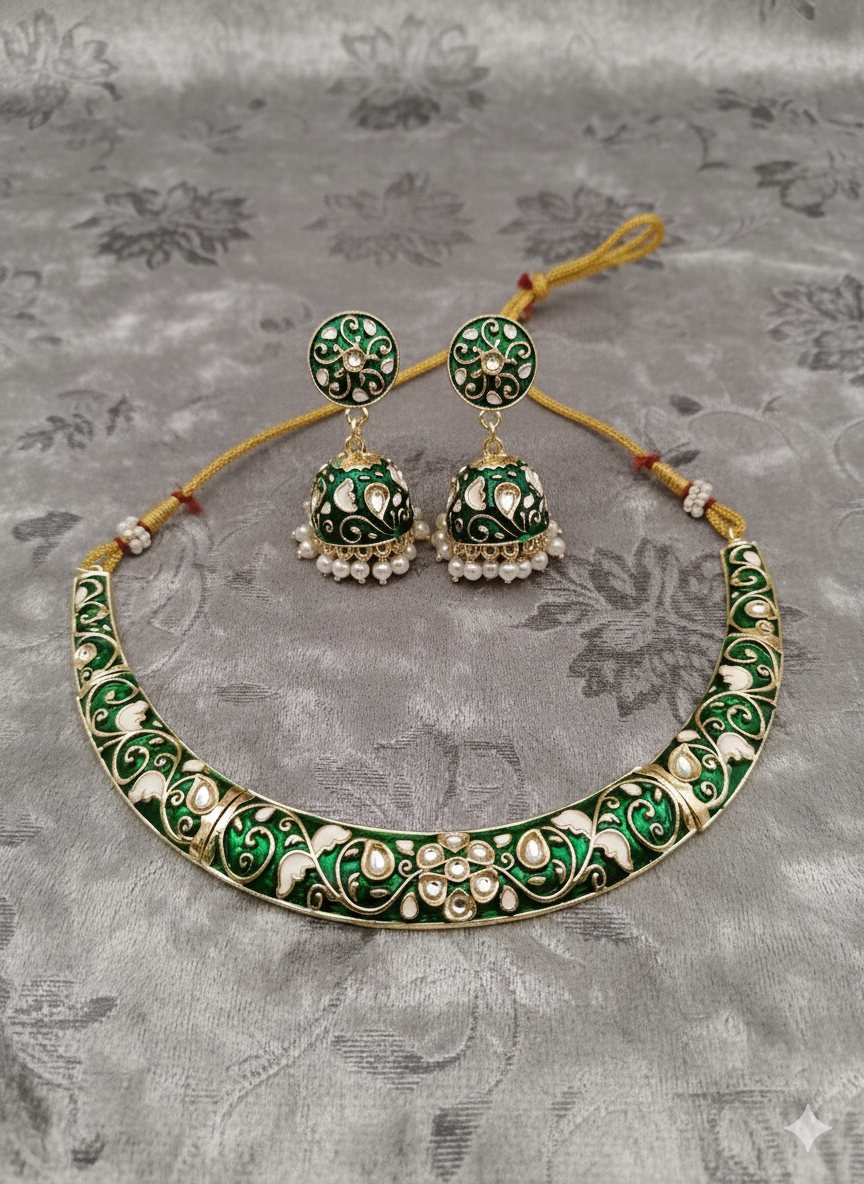 Brass- Enamel Chokar Jewellery