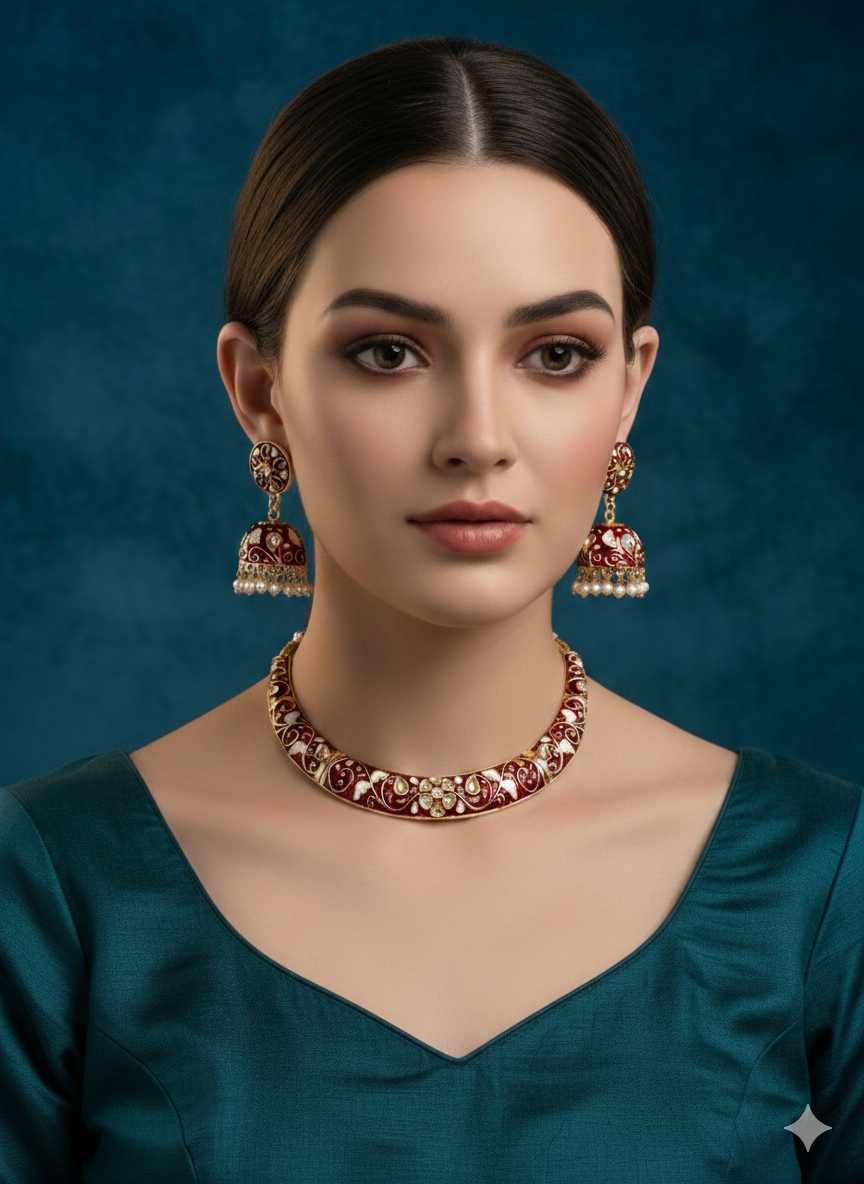 Brass_Enamel Chokar Jewellery