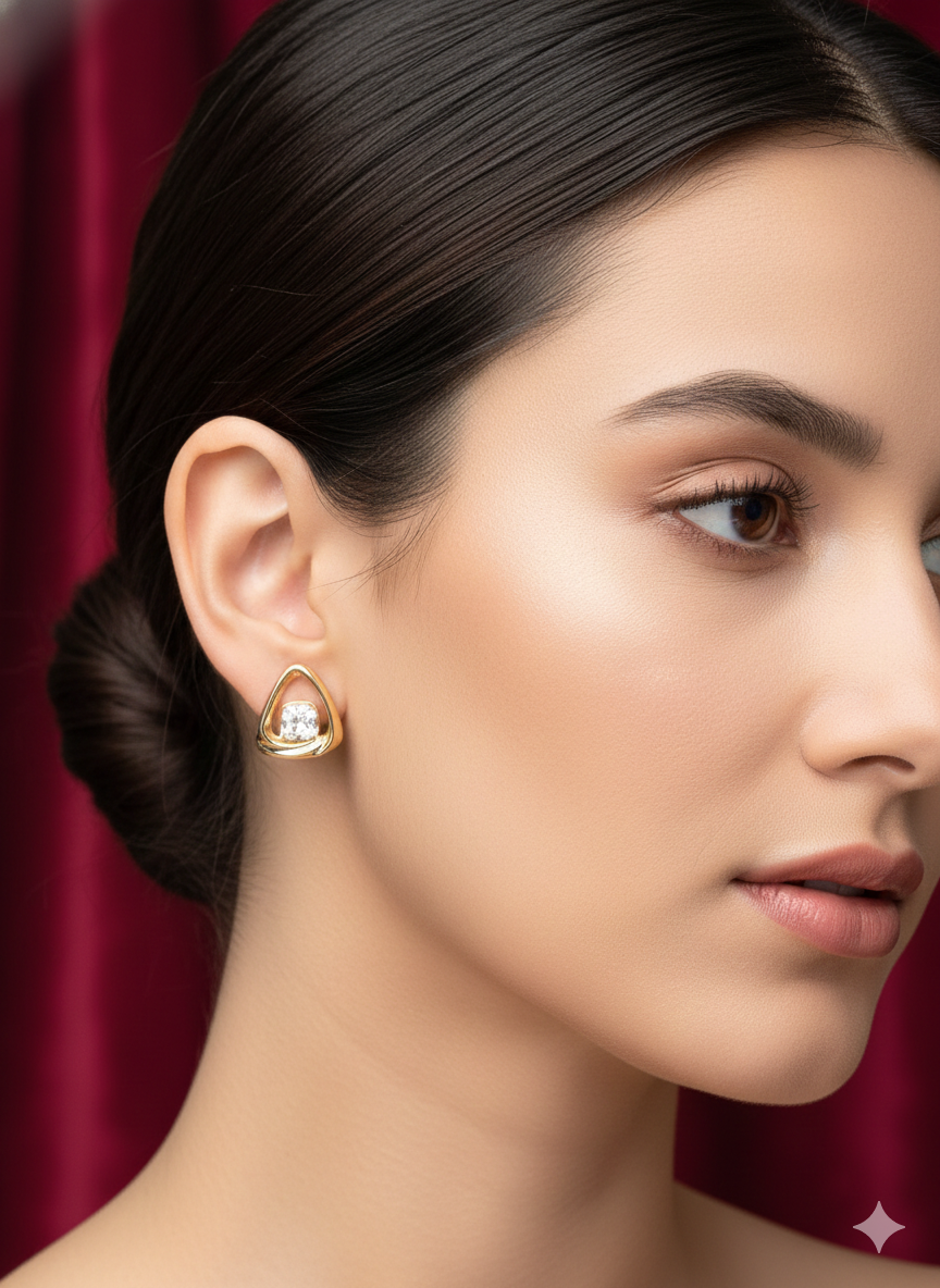 Gold Plated_Geometric Gold Stud Earring Set