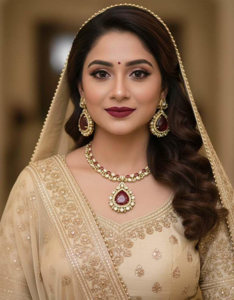 Ruby-Red Kundan Pendant Set