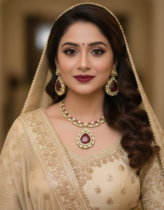 Ruby-Red Kundan Pendant Set