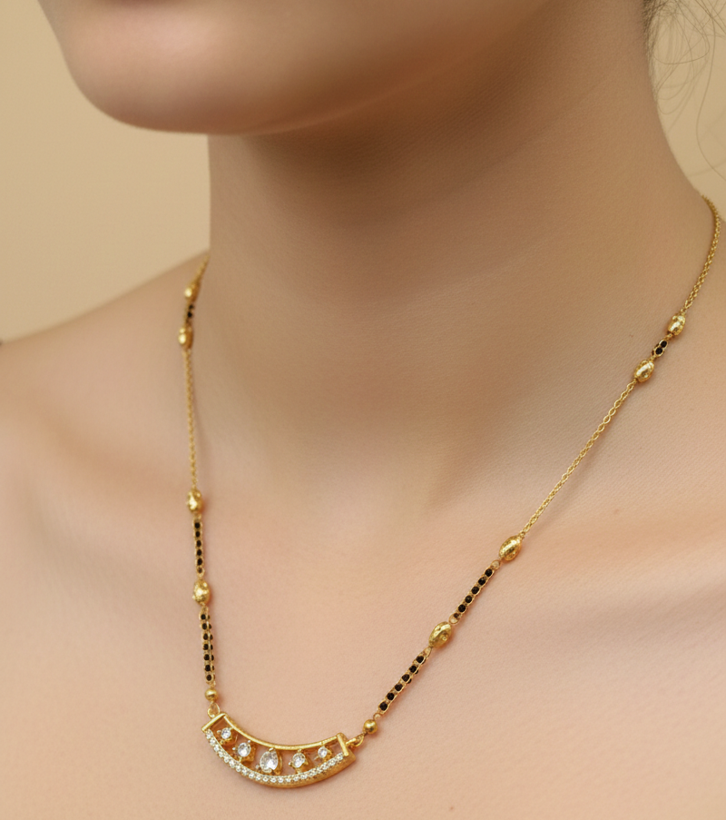Crescent Shape_Gold Plated Mangalsutra