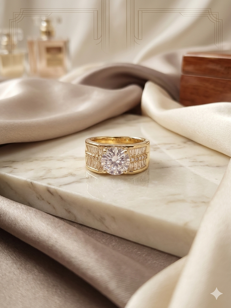 Gold Plated_Solitaire Cocktail Ring