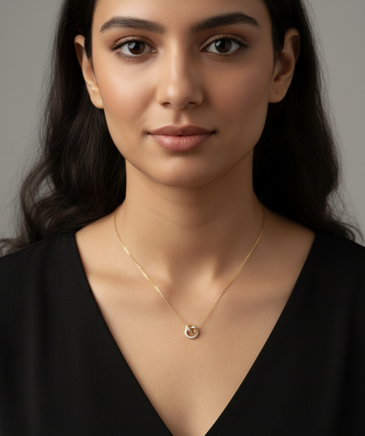 Anti Tarnish_Gold Plated Ring Shape Necklace