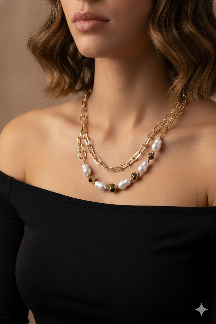 Anti Tarnish_Gold Plated Layered Necklace