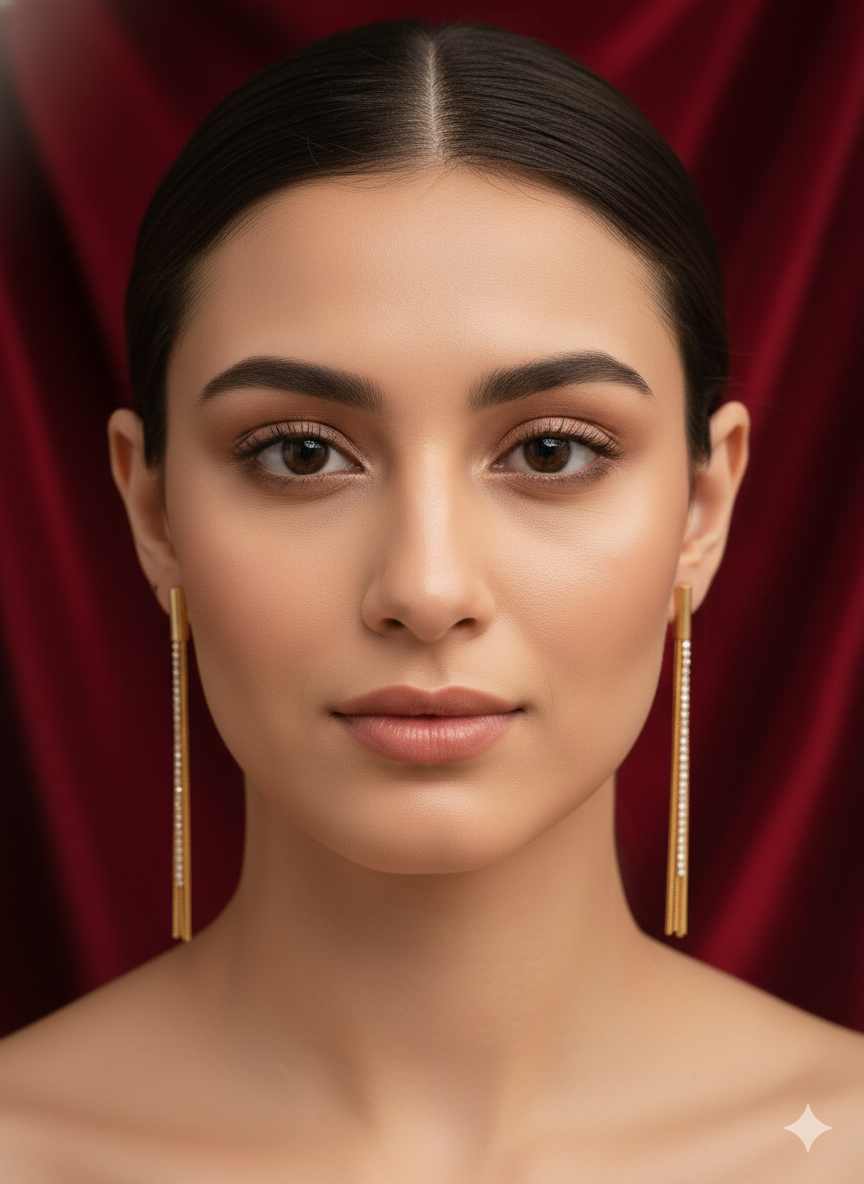 Gold Plated_Long chain Tassel Earrings
