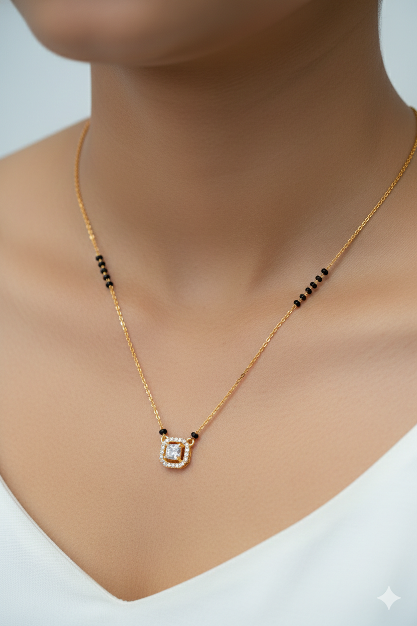 Square Shape_American Diamond Mangalsutra