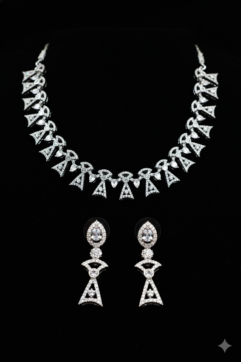 American Diamond_Triangle Shape Necklace Set