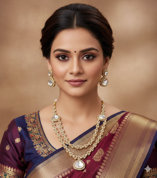 Double-Layered Geometric Station Mala Fusion Necklace Set