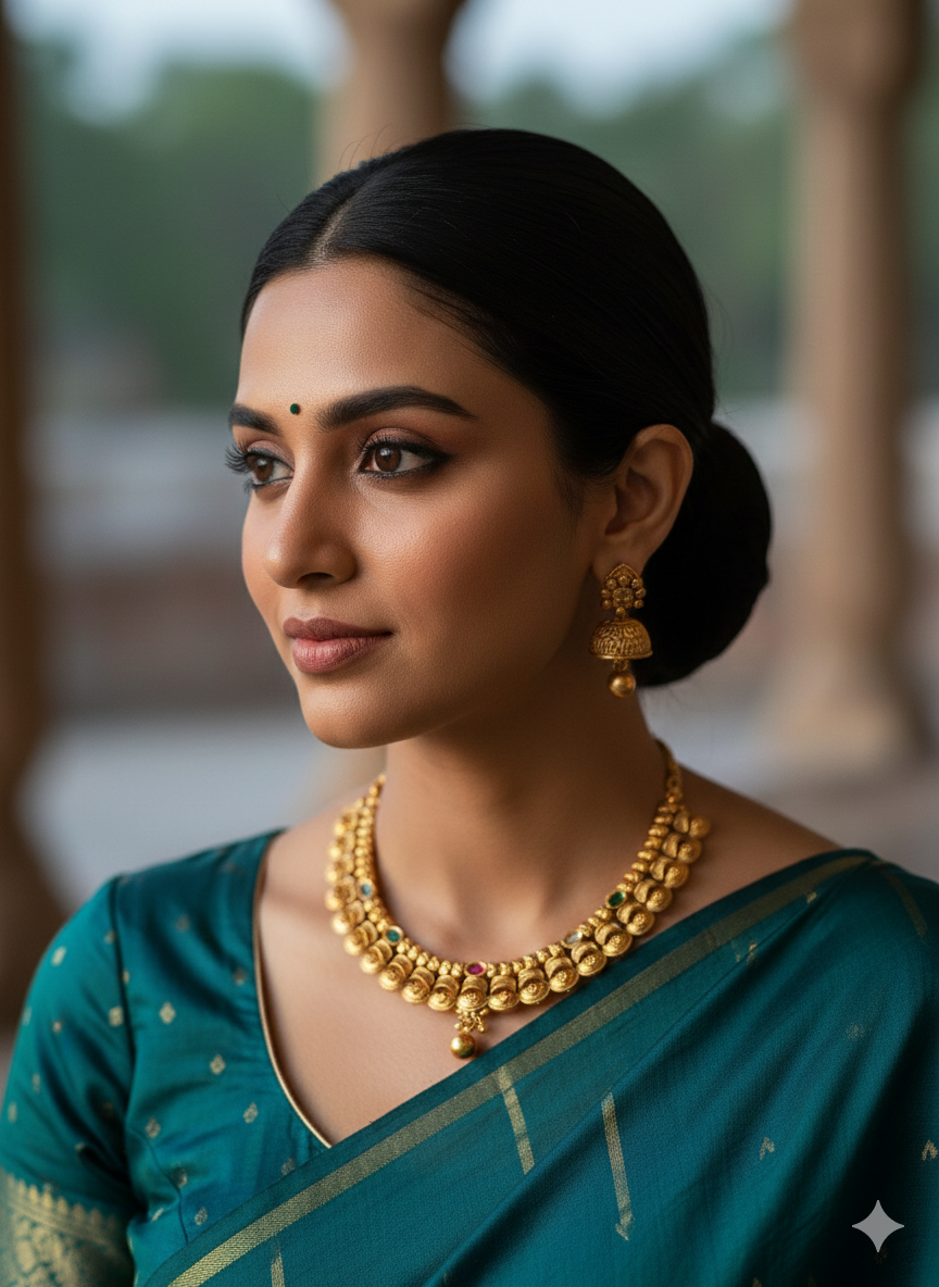 Traditional Gold-Plated Antique Coin Necklace Set