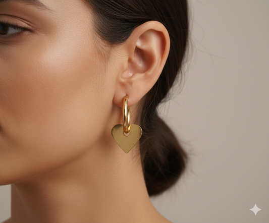 Gold-Plated Heart Hoop Earrings