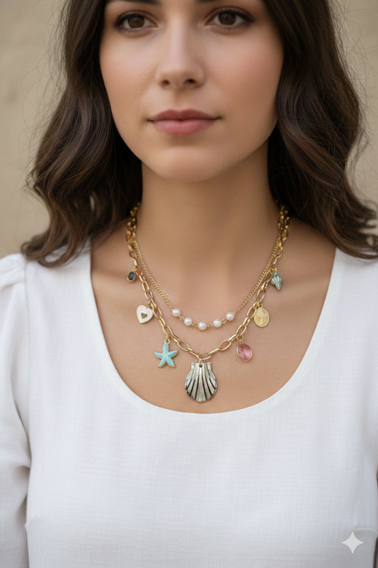 Anti Tarnish_Charms layered Necklace