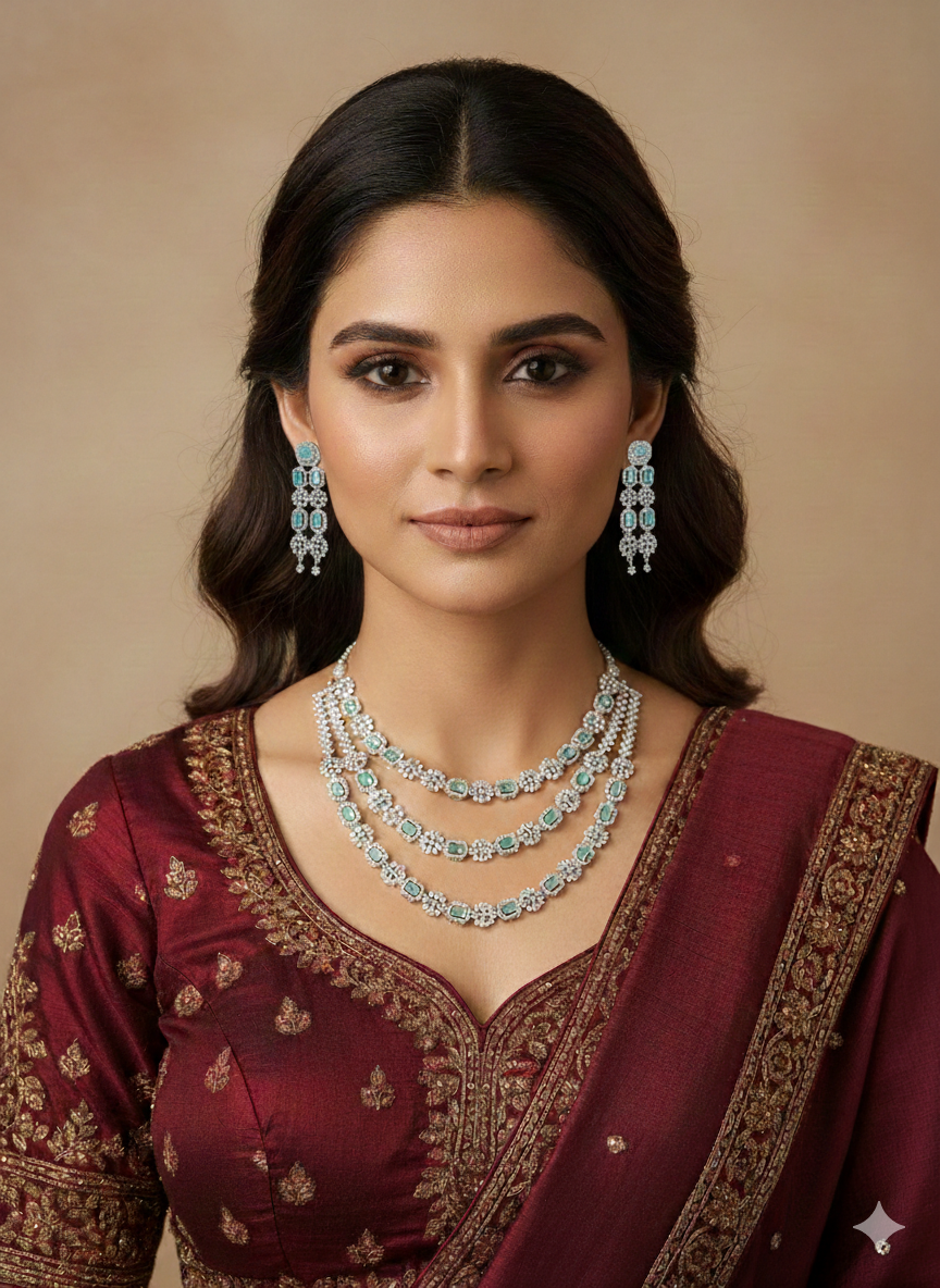 American Diamond Layered Necklace Set
