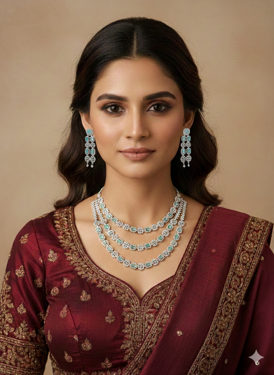 American Diamond Layered Necklace Set