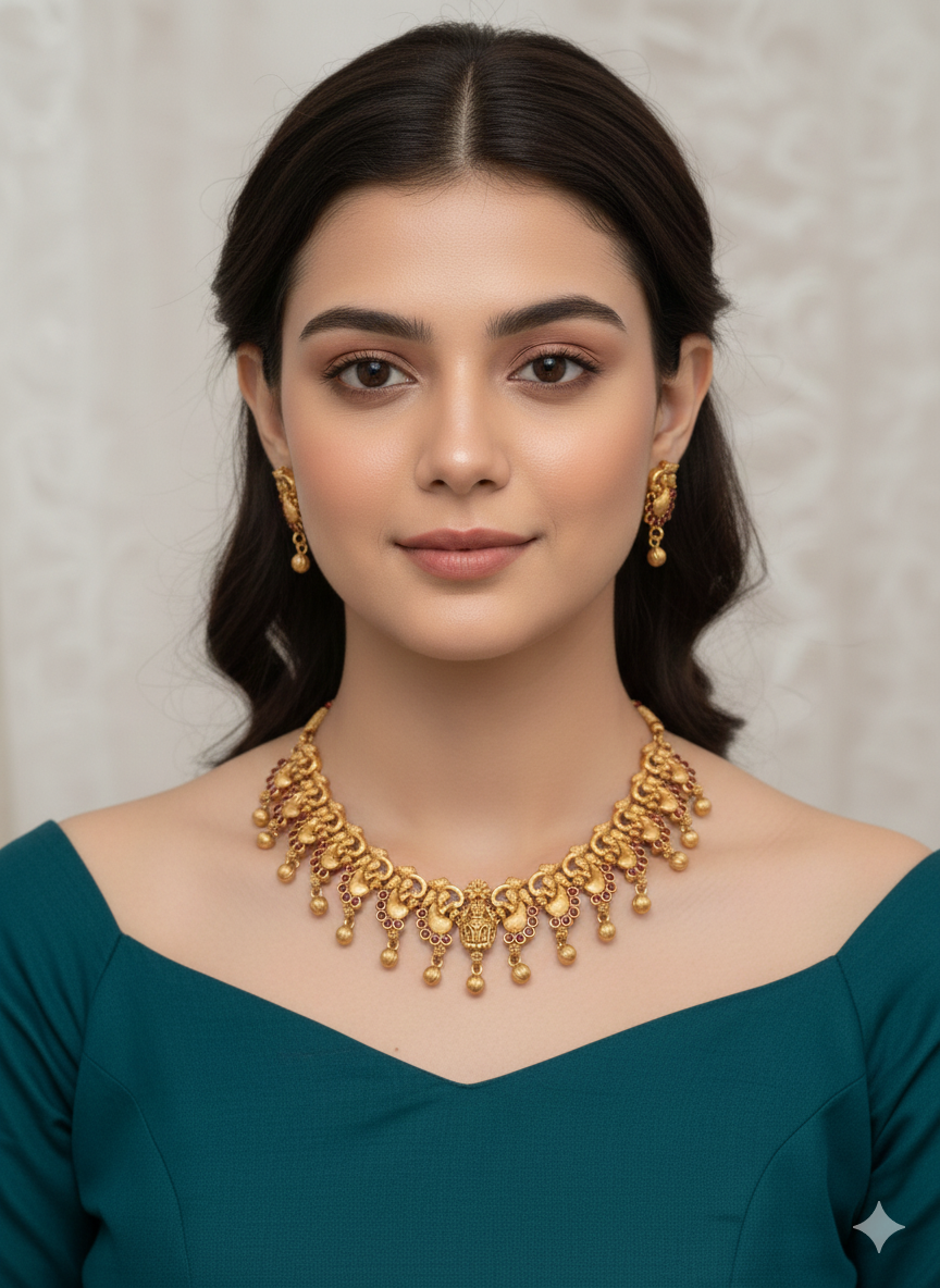 Traditional Temple Brass Jewellery Necklace Set