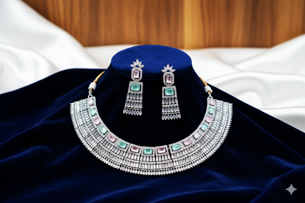 American Diaomnd_Semi Bridal Necklace Set