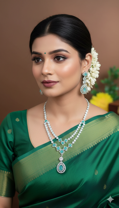 American Diamond_Long Chain Necklace Set