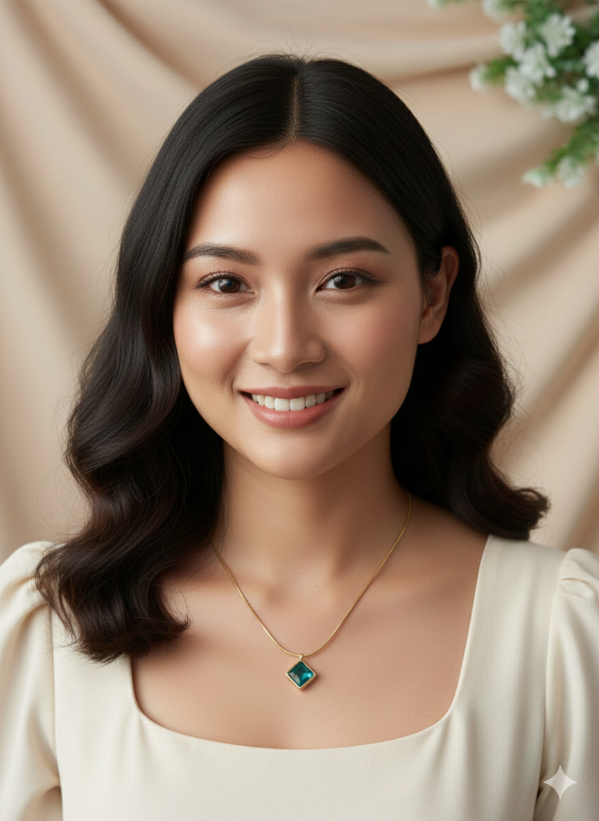 Square-Cut Green Emerald Style Crystal Pendant Necklace