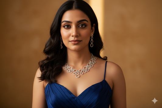 American Diamond_Round shape white Stone Necklace Set