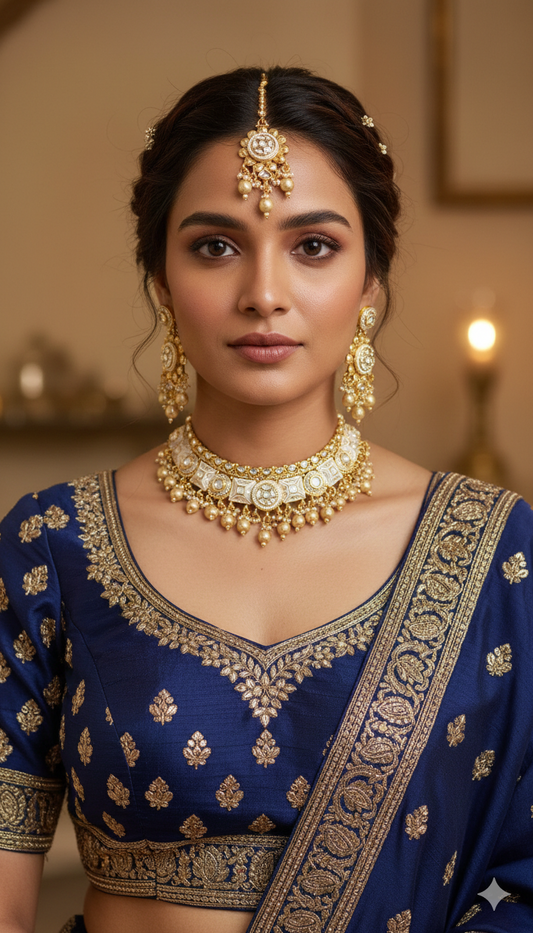 Gold Plated_Kundan&Meenakari Choker Set