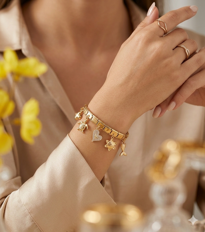 Anti Tarnish_Italian Turtle Charm Bracelet