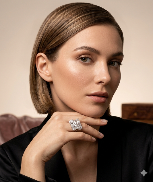 Silver Plated_Zirconia Stones Finger Ring