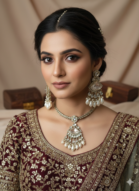 Kundan Chand Pendant Necklace