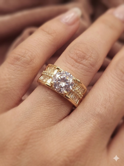 Gold Plated_Solitaire Cocktail Ring